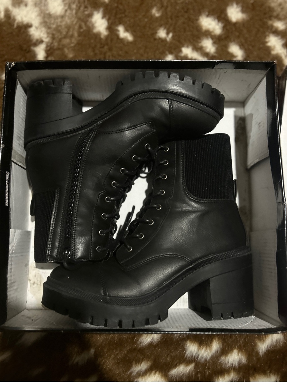 Rock & Candy Black Lace-Up Chunky Heel Ankle Boots